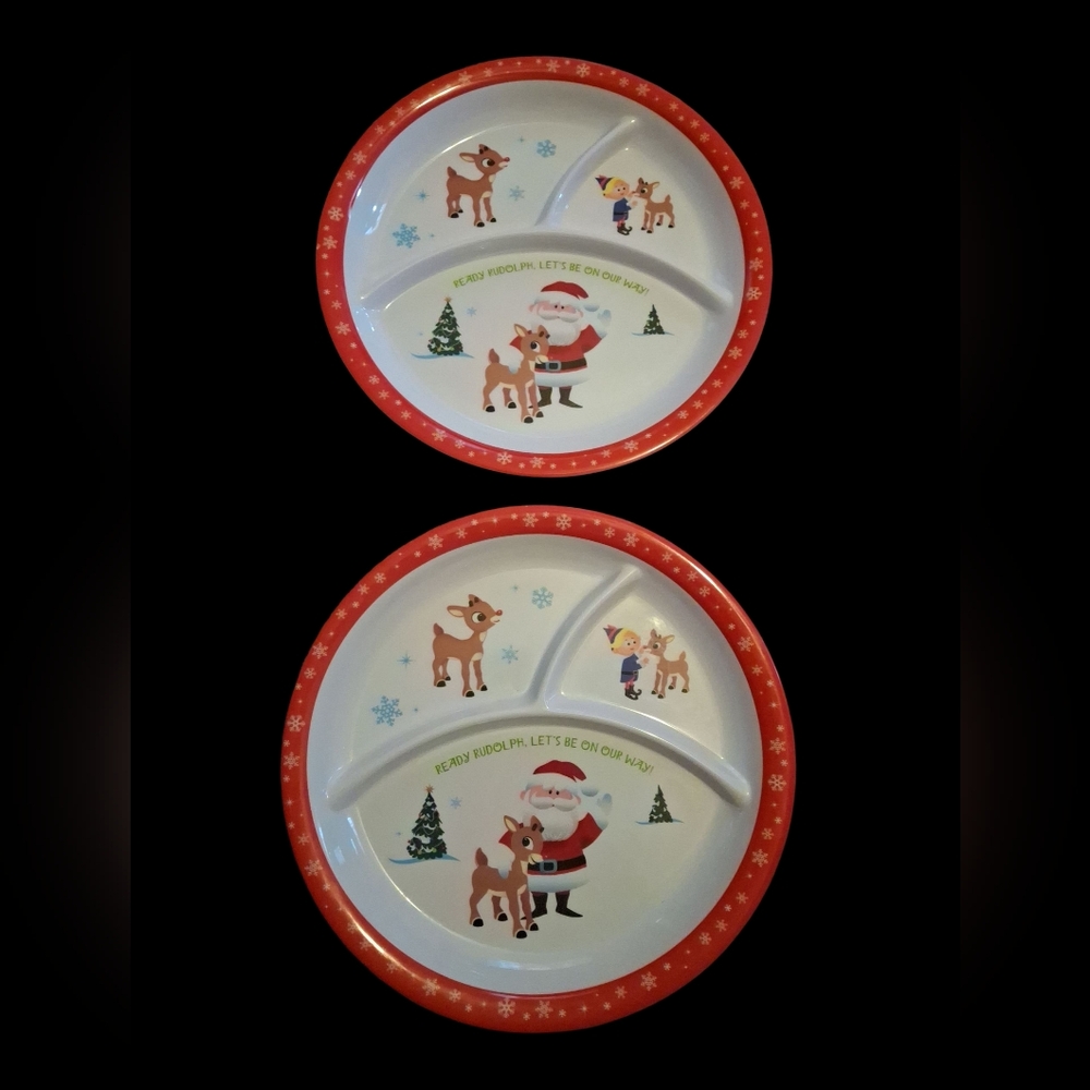 Festive Santa and Reindeer Plates